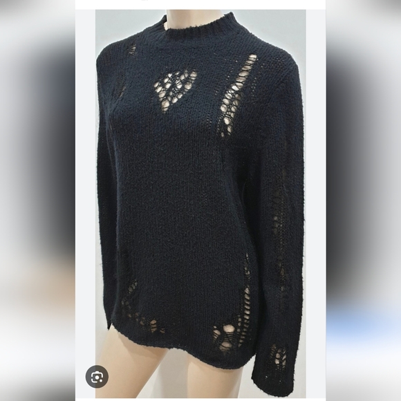 3.1 Phillip Lim Black Open Knit Turtleneck Sweater - Picture 9 of 11